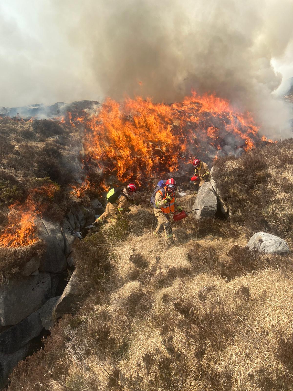 NIFRS Fighting a dry grass fire