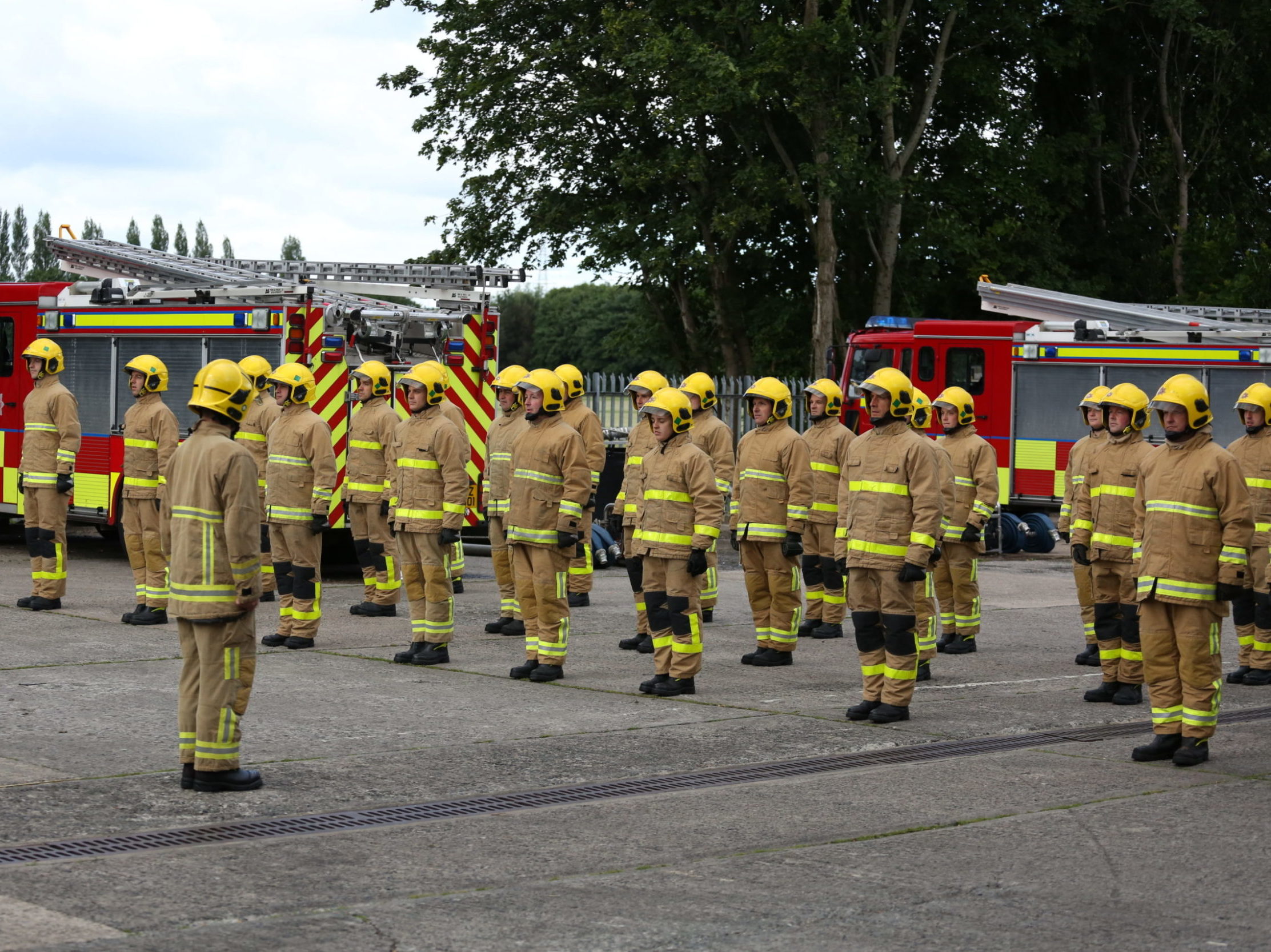 Trainee Firefighters in line up.