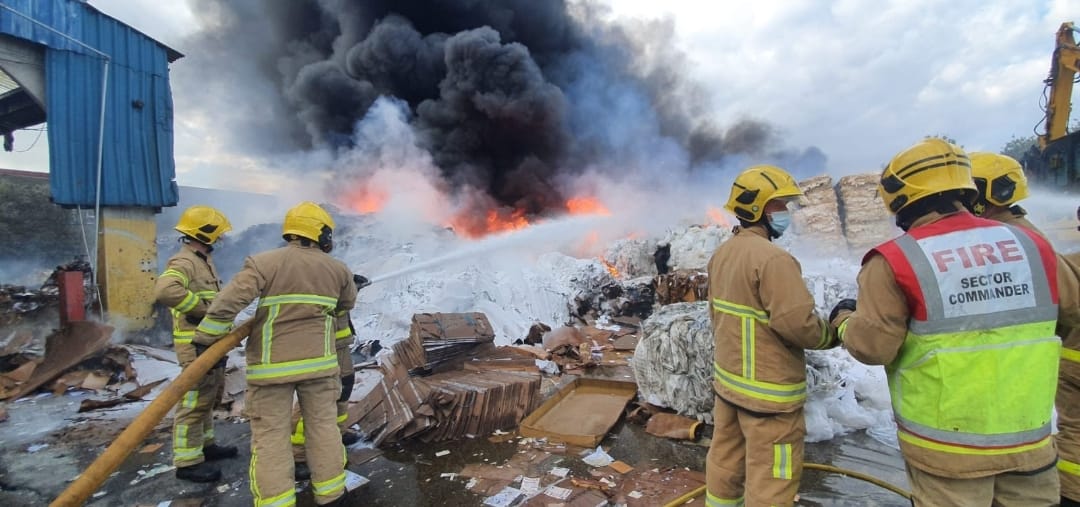 Fire at a recycling plant
