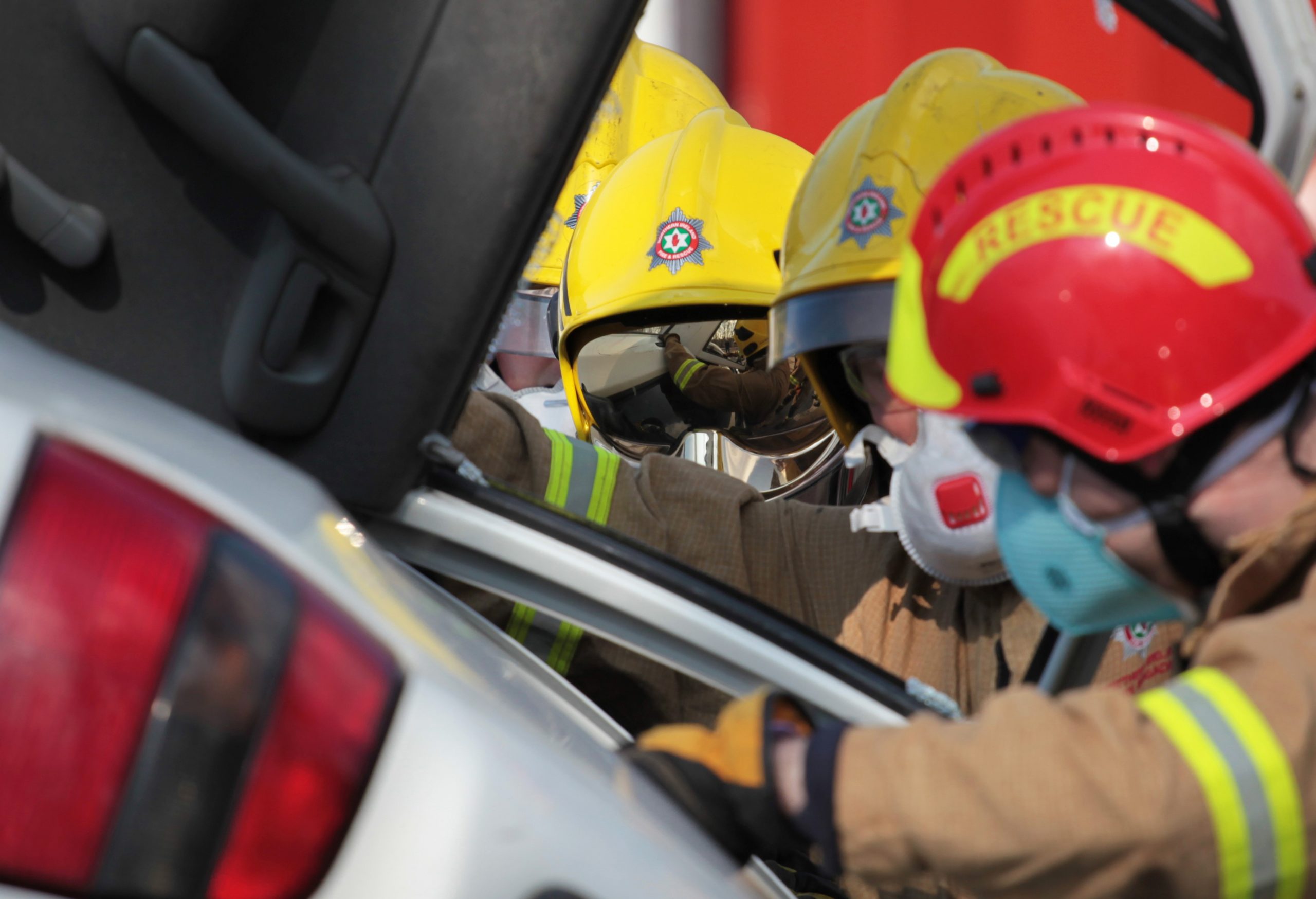 Firefighters training for Road Traffic Collisions