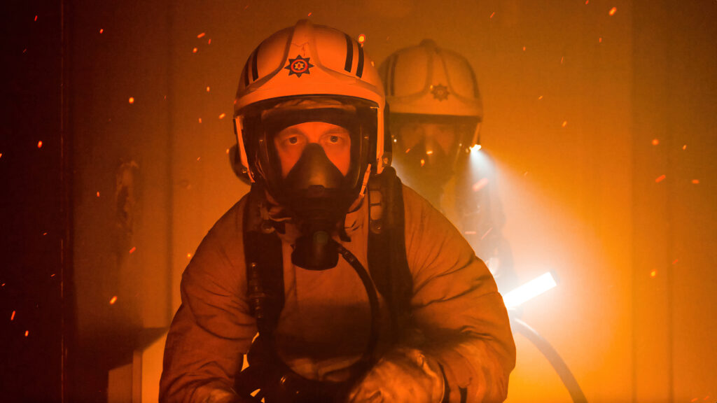 Firefighters wearing Breathing Apparatus.