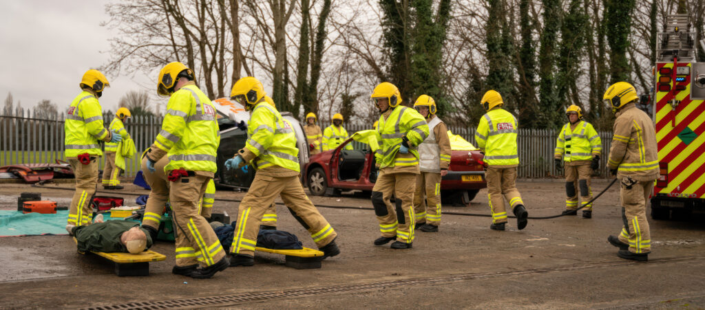 NIFRS Firefighters during a training exercise.